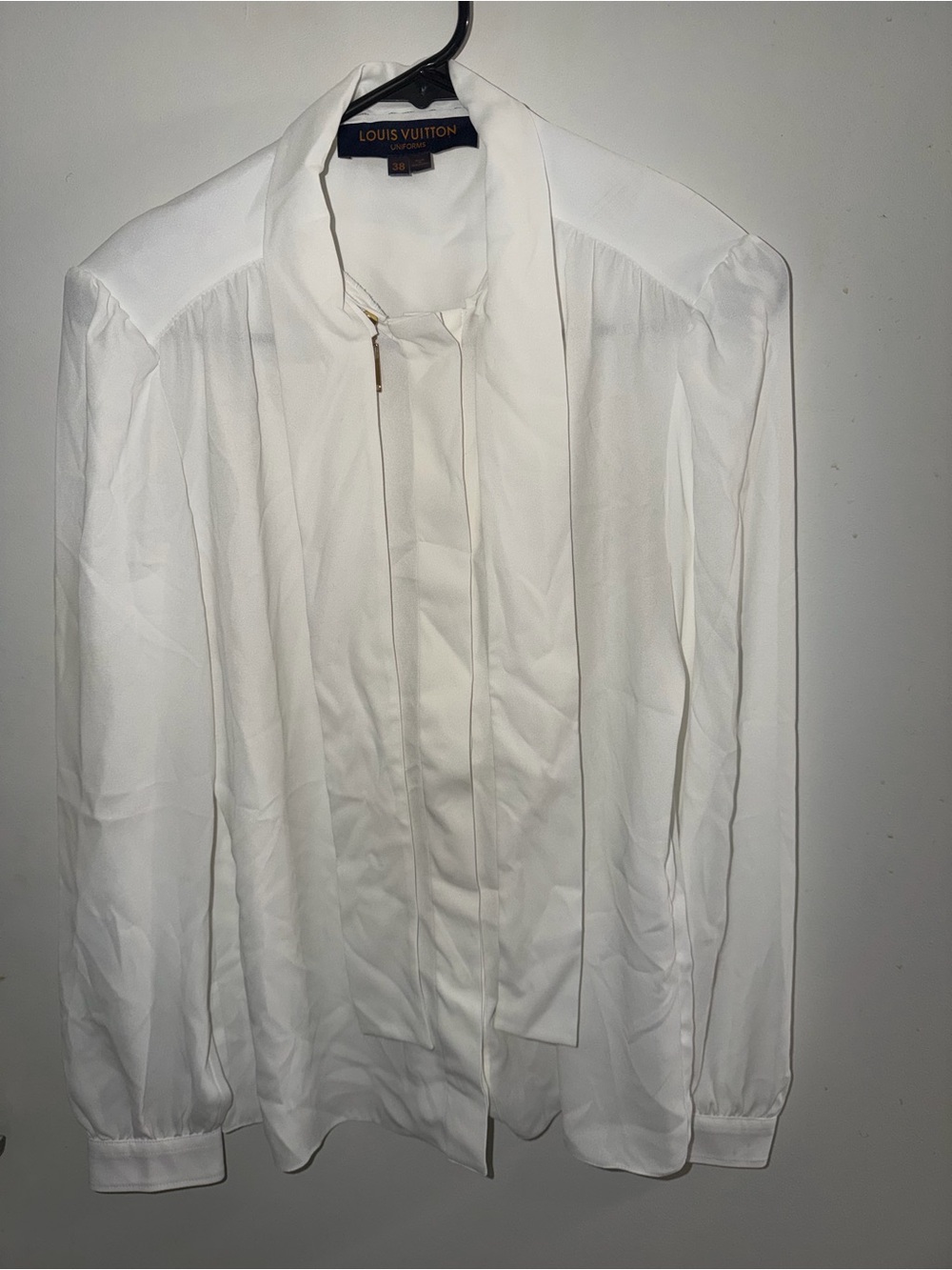 Louis Vuitton White Tie-Neck Blouse